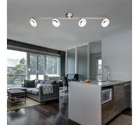 Luminaire Sportif Plafonnier Barre de Spots LED Pivotant Chrome Nickel-Mat Satin