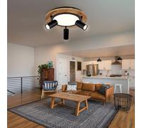 Luminaire Sportif Plafonnier Luminaire de Salon Bois Noir 3-Stufen 1xLED 3xGU10