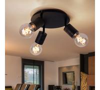 Plafonnier spot de plafond 3 lampes orientable luminaire de salon noir, métal aluminium, 3x douilles E27, D 28 cm