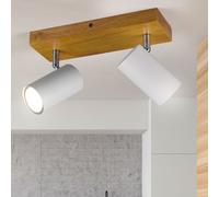 Luminaire Sportif Plafonnier Spot Tache 2 à Flammes Spots Souple Bois Blanc Mat