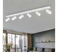 Luminaire Sportif Plafonnier Suspension Spots Souple Blanc Chrome Salon 115cm