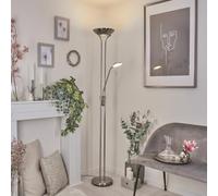 Luminaire sur pied LED Rom couleur Nickel mat LED 3000 K 1700 lm 1 x 20W | Pourvu de deux variateurs d'intensité indépendants pour la vasque et pour la lampe de lecture idéal comme lampadaire de salon