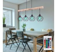 Luminaire Suspendu À LED RGB Avec Télécommande En Bois, Lampe À Dimmer