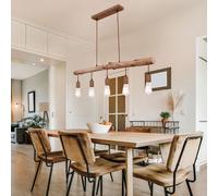 Luminaire Suspendu Bois Suspensions LED 5 à Flammes Table En Filament Rétro