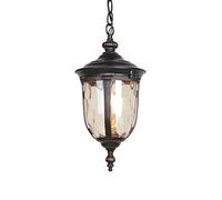 Luminaire suspendu d'extérieur, lanterne de porche à 1 lumière, éclairage extérieur de 18,8 po pour maison en finition noire avec abat-jour en verre à bulles pour éclairage de porche de patio de