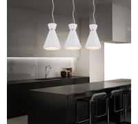 Lampe suspendue lampe à suspension lampe à suspension de salon lampe à suspension lampe à cône blanc en plâtre, anneau en métal chromé, 1x douille E27, DxH 20x177,5 cm, lot de 2