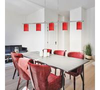 Suspension verre rouge chrome hall salon éclairage G9 5 flammes Eglo 88547 DRESS