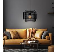 Luminaire Suspendu Lampe à Suspension Industriel Grille en Métal Noir H 120cm