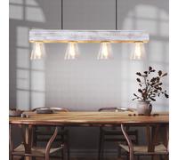 Luminaire Suspendu Lampe Holzleuchte 4 à Flammes Verre de Cuisine Clair L 85 CM