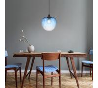 Luminaire Suspendu Lampe Salle à Manger de Cuisine Verre Bleu Rainure Salon