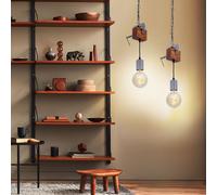 Luminaire Suspendu Lumière pour Salle à Manger Lampe Agrafe Bois Zingué E27 2x