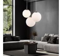 Luminaire Suspendu Lumière pour Salle à Manger Lampe Boule LED 3 Flammes Verre D