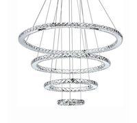 Luminaire Suspendu Moderne Et Épuré À Led, En Cristal Rond, Avec Plafonnier En Acier Inoxydable Découpé. Éclairage Créatif Et Original, Intensité Variable, Idéal Pour Salon Ou Chambre À Coucher - Blan