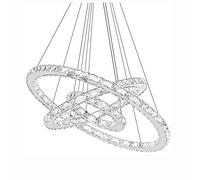 Luminaire Suspendu Moderne Et Épuré À Led, En Cristal Rond, Avec Plafonnier En Acier Inoxydable Découpé. Éclairage Créatif Et Original, Intensité Variable, Idéal Pour Salon Ou Chambre À Coucher - Blan