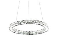 Luminaire Suspendu Moderne Et Épuré À Led, En Cristal Rond, Avec Plafonnier En Acier Inoxydable Découpé. Éclairage Créatif Et Original, Intensité Variable, Idéal Pour Salon Ou Chambre À Coucher - Blan