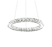 Luminaire Suspendu Moderne Et Épuré À Led, En Cristal Rond, Avec Plafonnier En Acier Inoxydable Découpé. Éclairage Créatif Et Original, Intensité Variable, Idéal Pour Salon Ou Chambre À Coucher - Blan