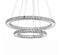 Luminaire Suspendu Moderne Et Épuré À Led, En Cristal Rond, Avec Plafonnier En Acier Inoxydable Découpé. Éclairage Créatif Et Original, Intensité Variable, Idéal Pour Salon Ou Chambre À Coucher - Blan