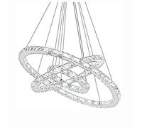 Luminaire Suspendu Moderne Et Épuré À Led, En Cristal Rond, Avec Plafonnier En Acier Inoxydable Découpé. Éclairage Créatif Et Original, Intensité Variable, Idéal Pour Salon Ou Chambre À Coucher - Blan