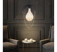 Lampe suspension vintage suspension noire suspension dorée lampe de salon plafonnier avec abat-jour en treillis, métal, 1x E27, DxH 30x120 cm