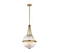 Luminaire Suspendu Plafonnier Lampe à Suspension en Verre Laiton D 38,4 CM