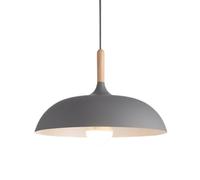 Luminaire suspendu simple en métal et bois coloré, luminaires suspendus rustiques de style industriel aluminium, lampe suspendue minimaliste moderne for îlot cuisine, salle à manger(Gray,Medium)