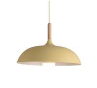 Luminaire suspendu simple en métal et bois coloré, luminaires suspendus rustiques de style industriel aluminium, lampe suspendue minimaliste moderne for îlot cuisine, salle à manger(Yellow,Large)