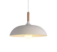 Luminaire suspendu simple en métal et bois coloré, luminaires suspendus rustiques de style industriel aluminium, lampe suspendue minimaliste moderne for îlot cuisine, salle à manger(White,Medium)