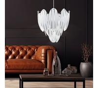 Luminaire Suspendu Verre Blanc Rayé Couvrir Lampe la Vie Chambre Éclairage