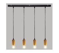 Luminaire Suspension 4 Lampes En M?Tal Et Bois Naturel