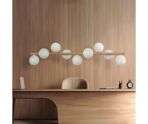 Luminaire suspension en verre Estera TK Lighting, dimmable, bois clair, Salon / Salle à manger, Verre, Suspension en verre