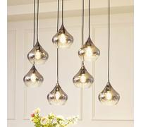 Luminaire suspension en verre Jarven Lucande, dimmable, gris, Salon / Salle à manger, Verre, Moderne, Suspension en verre