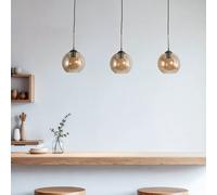 Luminaire suspension en verre Sofian Lindby, dimmable, beige, Salon / Salle à manger, Verre, Moderne, Suspension en verre