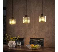 Luminaire suspension en verre Vella Lindby, dimmable, noir, Salon / Salle à manger, Métal, Moderne, Suspension en verre