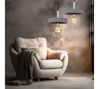 Luminaire Suspension Lampe Salle à Manger Industriel Bêton Gris Chrome 2er Set