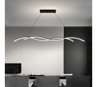 Luminaire Suspension LED Table à Manger 120cm Moderne Lumière Pendante Noir Linear Vague 3 Températures Couleur Suspension Luminaire Réglable en Hauteur pour Salon Chambre à Coucher Cuisine