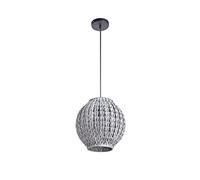Luminaire Tahia, suspension rotin, 60 W, gris, ø 31 x H 31 cm
