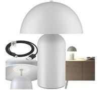 tectake® Lampe de chevet champignon rétro années 70 Lampe vintage à batterie, Rechargeable via USB-C, Lumiere ambiance fonction tactile, table de nuit, salon, chambre, bureau, dressing, allaitement