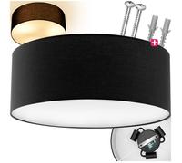 Luminaire - TECTAKE - Plafonnier CIRCUM avec structure en acier et abat-jour en textile aspect lin, Ø 40 x 15,5 cm - Noir