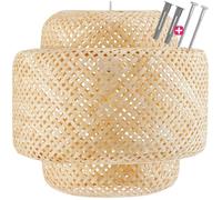 Luminaire - TECTAKE - Plafonnier LIGNEA LUX en bambou et acier au style bohème 40W, Ø 40 x 39 cm - Marron