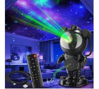 tectake® Projecteur ciel etoile LED chambre Astronaute projecteur Veilleuse bébé Luminaire enfant Musique par Bluetooth Lampe LED avec télécommande Decoration maison Cadeau enfant Gaming - Noir