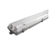 Luminaire Tri-proof pour deux tubes de 1,2 m, résistant à l'eau et à la poussière, idéal pour l'éclairage industriel et les espaces extérieurs.