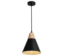 Luminaires, avec Abat-Jour en Bois de chêne et Finition en Fer, luminaires Suspendus industriels à Hauteur réglable pour Chambre à Coucher, Chevet, Salle à Manger, Lustre, Plafond