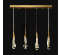 Luminaires De Cuisine Plafond Dimmable LED Moderne Or Pendentif Mini Larme Cristal Suspension pour îlot De Cuisine Chambre Couloir Entrée, Bronze, 4-Light