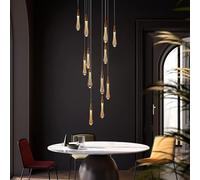 Luminaires De Cuisine Plafond Dimmable LED Moderne Or Pendentif Mini Larme Cristal Suspension pour îlot De Cuisine Chambre Couloir Entrée, Bronze, 12-Light