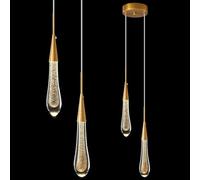 Luminaires De Cuisine Plafond Dimmable LED Moderne Or Pendentif Mini Larme Cristal Suspension pour îlot De Cuisine Chambre Couloir Entrée, 2-Light