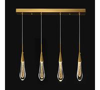 Luminaires de cuisine Plafond LED à intensité variable, moderne, doré, mini lampe suspendue en cristal en forme de larme, pour îlot de cuisine, chambre à coucher, couloir, entrée (4 lumières)