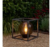 Boule lumineuse solaire lampe d'extérieur fumée lampe de jardin lampe solaire, cube, nickel antique, LED blanc chaud, LxlxH 30x30x30 cm