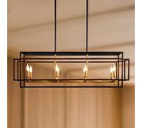 Luminaires de Salle à Manger rustiques Noirs et Blancs, îlot de Cuisine rectangulaire à 12 lumières, suspensions linéaires, luminaires pour îlot de Cuisine, luminaires de Salle à Manger au-Dessus