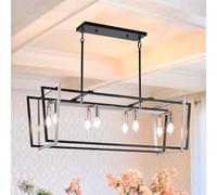 Luminaires de Salle à Manger rustiques Noirs et Blancs, îlot de Cuisine rectangulaire à 12 lumières, suspensions linéaires, luminaires pour îlot de Cuisine, luminaires de Salle à Manger au-Dessus