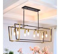Luminaires de Salle à Manger rustiques Noirs et Blancs, îlot de Cuisine rectangulaire à 12 lumières, suspensions linéaires, luminaires pour îlot de Cuisine, luminaires de Salle à Manger au-Dessus